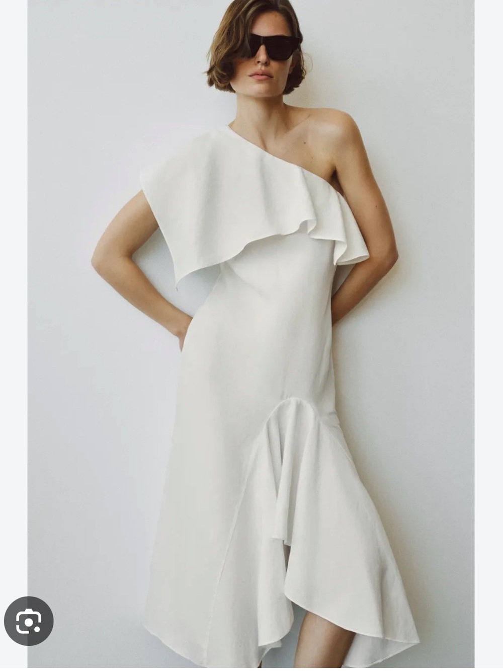 Zara NWT asymmetric ruffled linen blend dress 4786/094